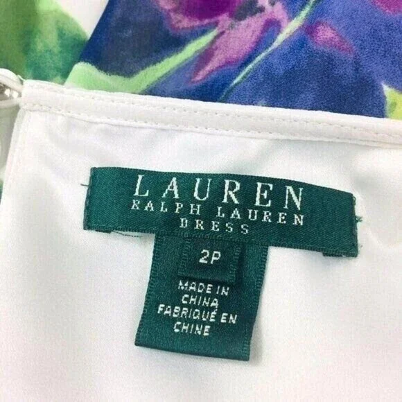 Lauren Ralph Lauren Dress Size 2P White Floral Print Sleeveless Summer - Picture 2 of 12